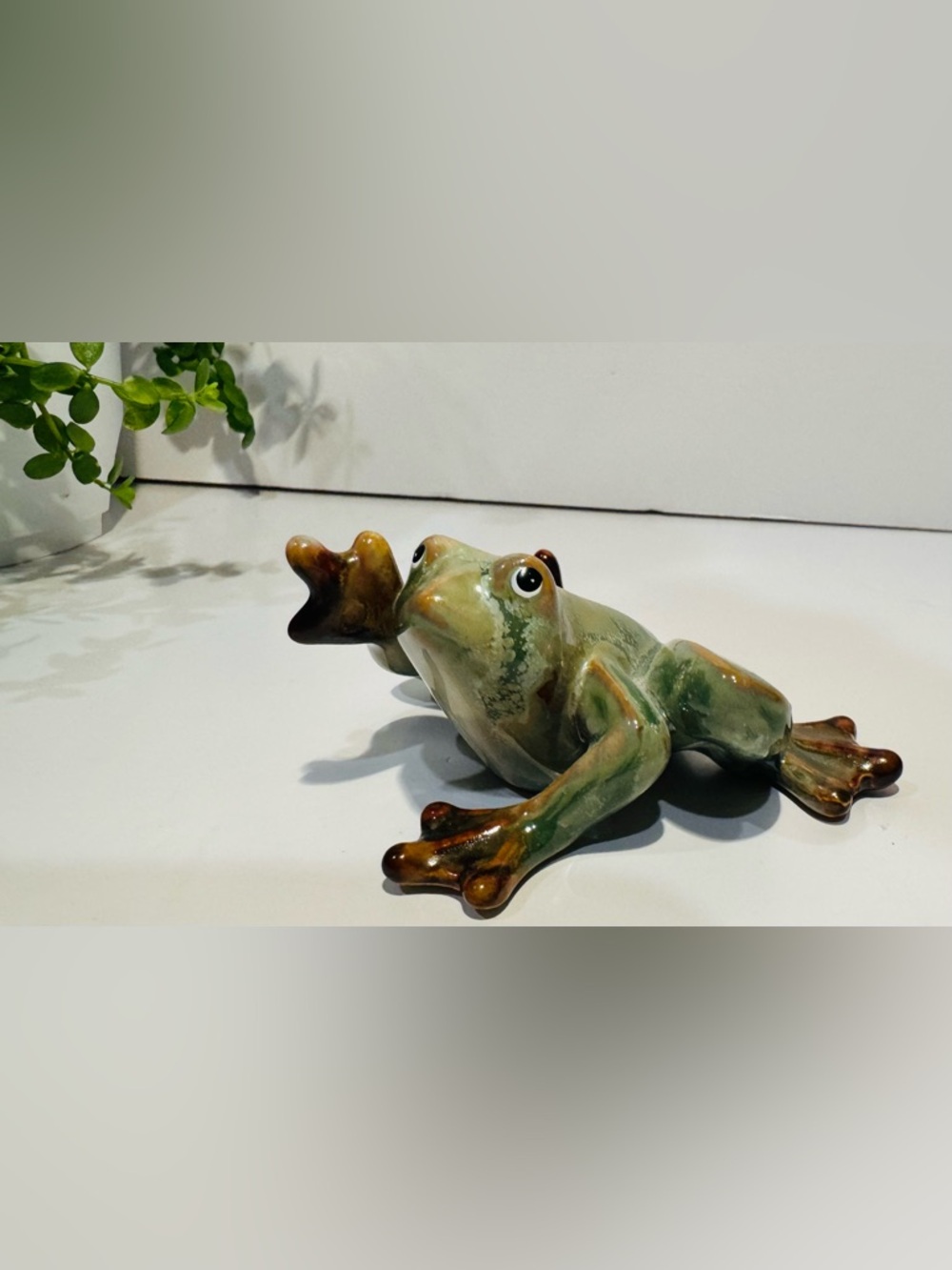 Vintage Ceramic Frog Drip Glaze Figurine